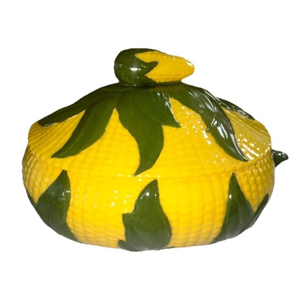 Vintage Corn Husk Tureen Ceramic Dish Signed By Don Ackard Best Wishes 1980
